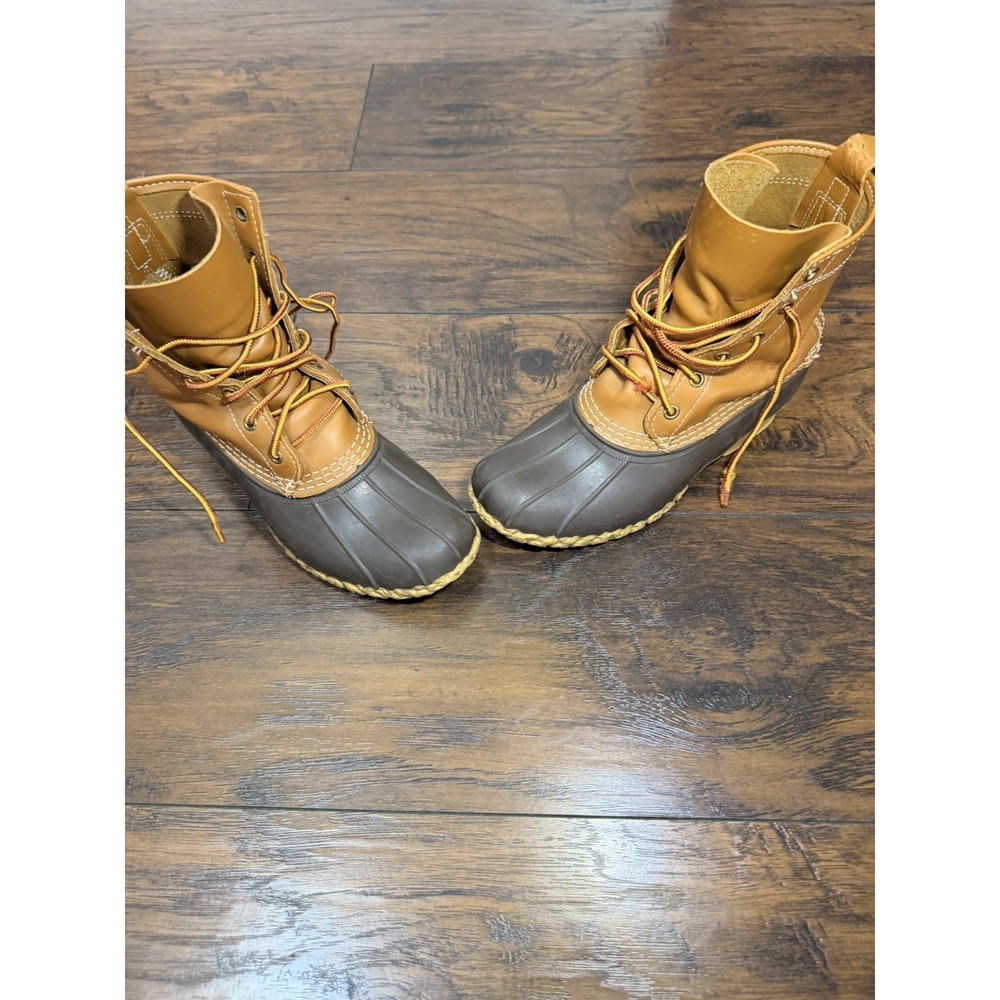 L.L. Bean Boots Duck Boots Brown Leather Rubber Waterproof Size 7 M - Picture 6 of 7